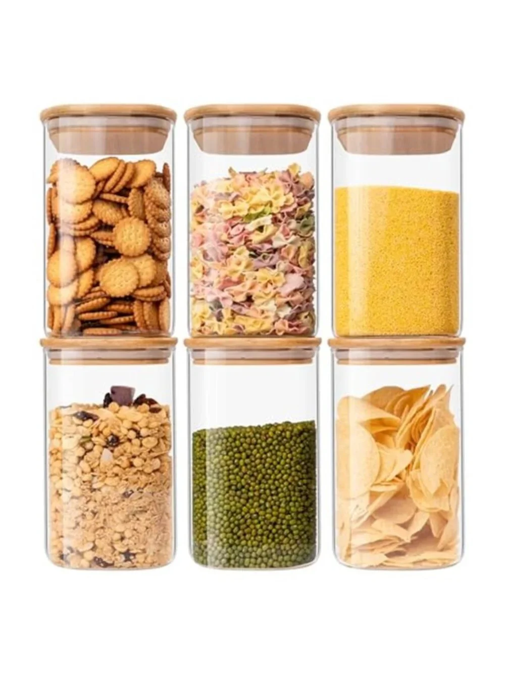 Glass Food Storage Jars 37 oz Set of 6,Glass Storage Containers Clear Glass